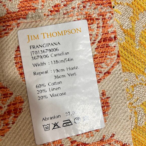Jim Thompson FRANGIPANA Upholstery Fabric Sample Cotton Linen Viscose 36x26 in - Picture 9 of 16